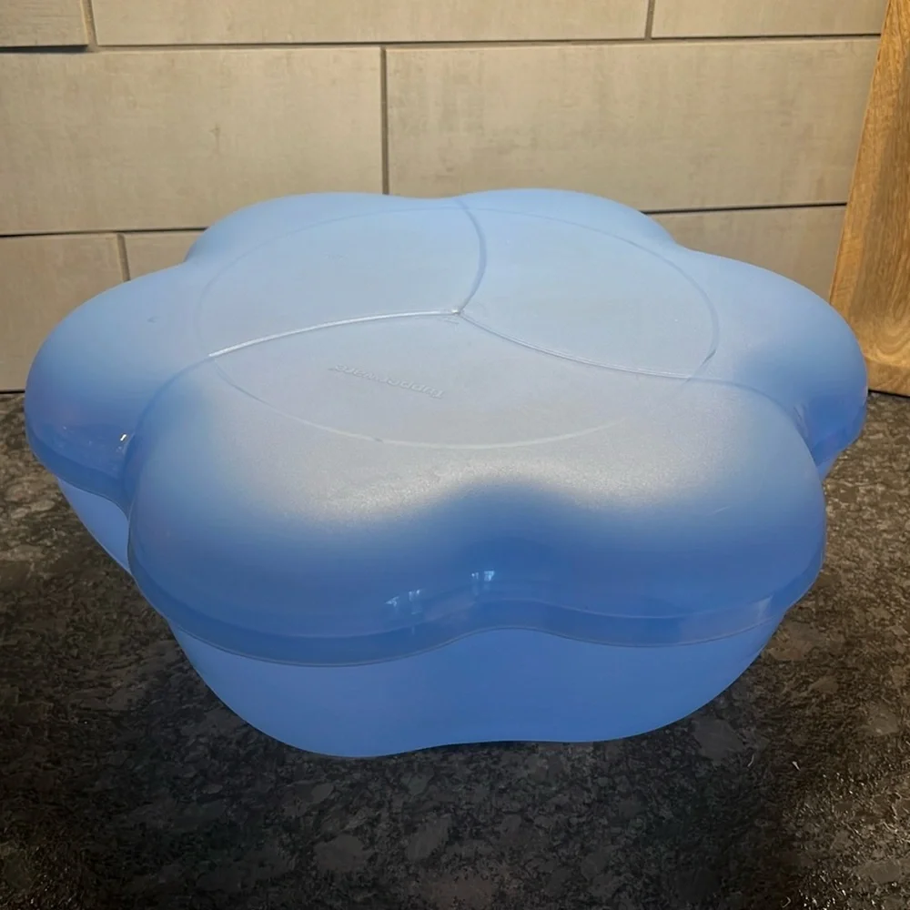 Vintage Tupperware blue chip and dip bowl with lid. Believed to be new. Parties